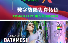 中文FCPX插件:52款数字故障压缩损坏删除帧扭曲失真毛刺迷幻视觉效果转场过渡 mTransition Datamosh HQ0033
